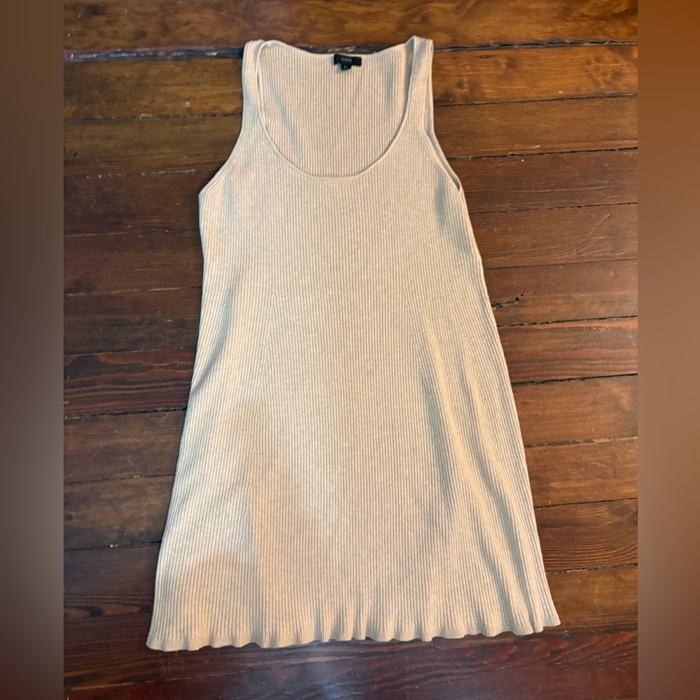 J Crew cream ribbed sweater dress tunic tank size XL